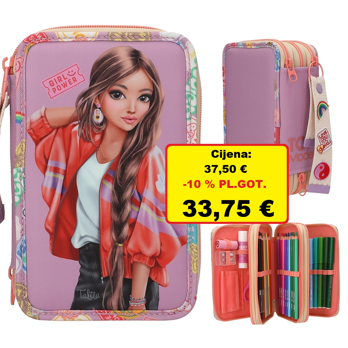 TOP MODEL TROSTRUKA PERNICA S PRIVJESKOM GIRL POWER